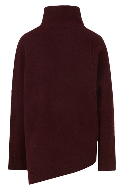 Shop Allsaints Lock Roll Neck Wool Blend Sweater In Bordeaux Red/ Berry