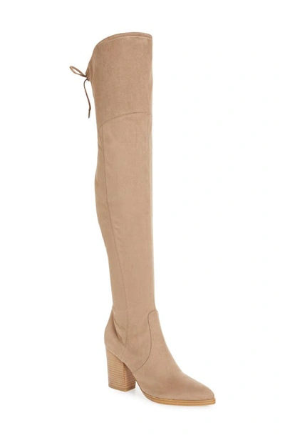 Shop Marc Fisher Ltd Arletta Over The Knee Boot In Taupe Stretch Faux Suede