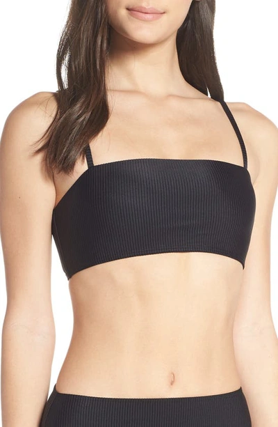 Shop Something Navy Classic Ribbed Swim Bandeau Top In Black