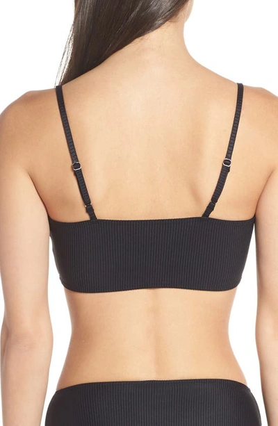 Shop Something Navy Classic Ribbed Swim Bandeau Top In Black