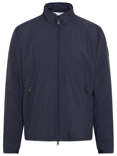 Shop Woolrich Blue Nylon Bomber Jacket