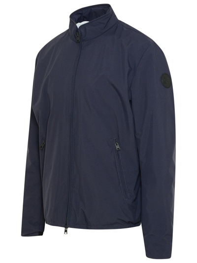 Shop Woolrich Blue Nylon Bomber Jacket