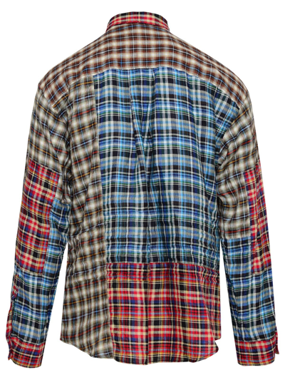 Shop Dsquared2 Red And Blue Linen Check Mix Shirt In Multicolor