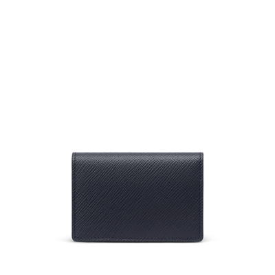 Shop Smythson Folded Card Case With Snap Closure In Panama In Navy