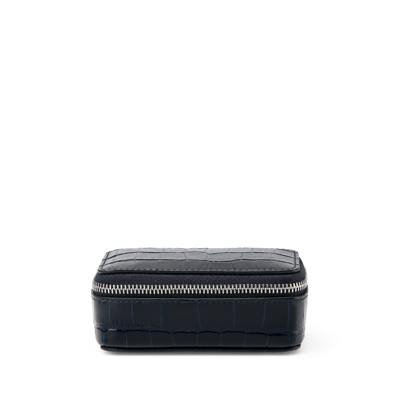 Smythson Womens Navy Mara Croc-embossed Leather Trinket Case In Navy