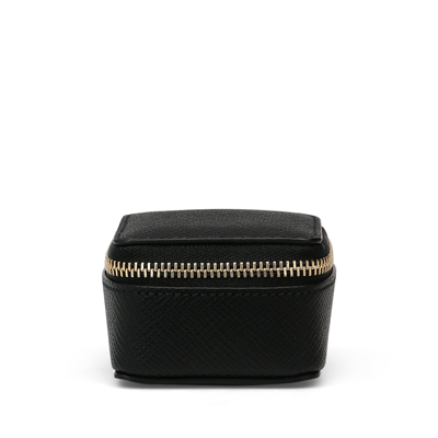 Shop Smythson Small Square Trinket Case In Panama In Black