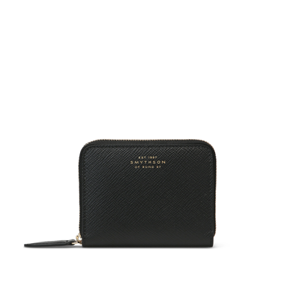 Shop Smythson Small Zip Around Purse In Panama In Black