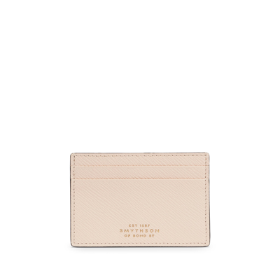 Shop Smythson Flat Card Holder In Panama In Champagne
