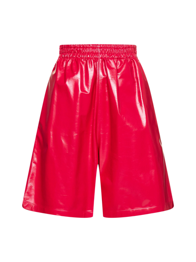 Shop Bottega Veneta High Waist Shorts In Red