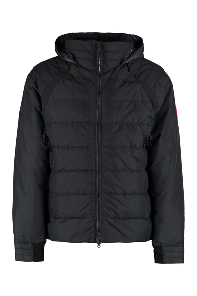 Shop Canada Goose Hybridge Zipped Hooded Down Jacket In Black