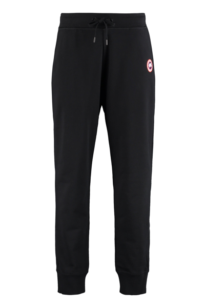 Shop Canada Goose Logo Patch Drawstring Track Pants In Black