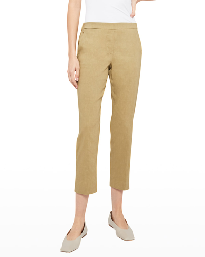 Shop Theory Treeca Good Linen Cropped Pull-on Ankle Pants In Sprig