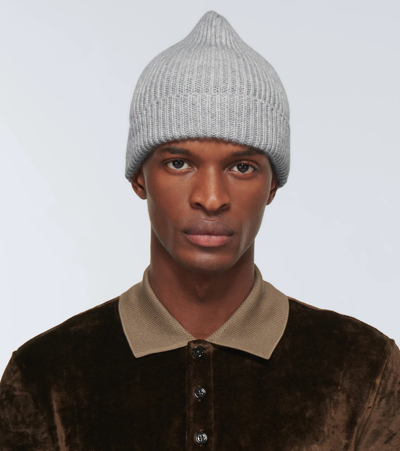 Shop Tom Ford Ribbed Cashmere Beanie In Lt Gry Sld