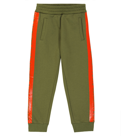 Shop Balmain Cotton Sweatpants In Verde/arancio