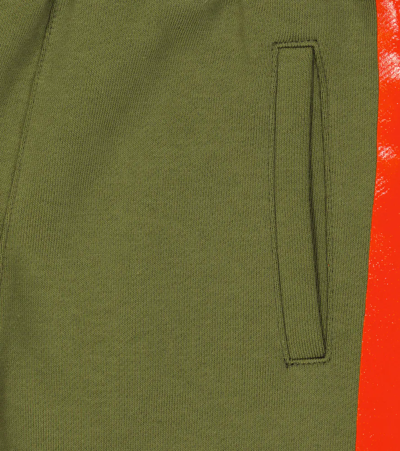 Balmain Teen Side Logo Stripe Track Pants In Verde/arancio