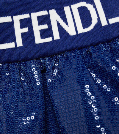 Shop Fendi Logo Sequined Shorts In Klein