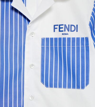 Shop Fendi Mismatched Striped Cotton Shirt In Klein