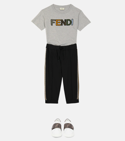 Shop Fendi Ff Cotton-blend Sweatpants In Nero