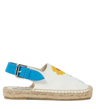 Shop Stella Mccartney Embroidered Buckled Espadrilles In Bianco/multicolor