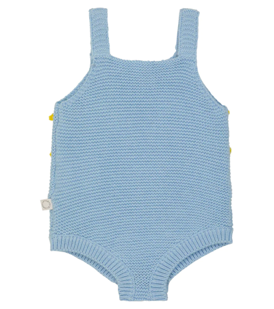 Shop Stella Mccartney Baby Intarsia Cotton-blend Bodysuit In Azzurro