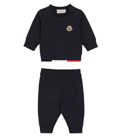 Shop Moncler Baby Sweatshirt And Sweatpants Set In Navy