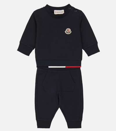 Shop Moncler Baby Sweatshirt And Sweatpants Set In Navy