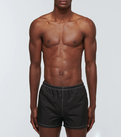 Prada Badeshorts Aus Re-nylon In Nero