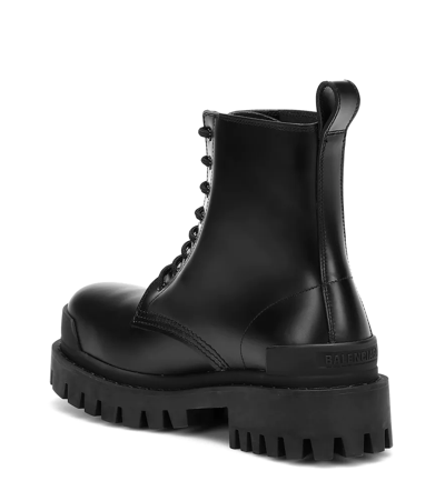 Balenciaga 60mm Strike Leather Combat Boots In Black