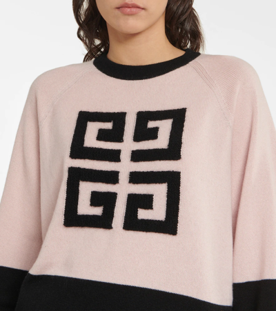 Shop Givenchy 4g Cashmere Sweater In Black/pink