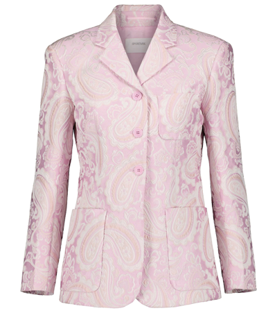 Shop Sportmax Opice Brocade Blazer In Rosa Pallido