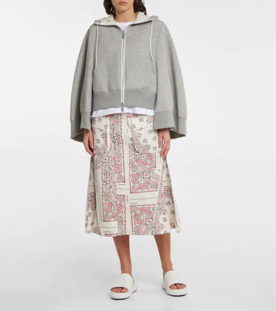 Shop Sacai Cotton-blend Hoodie In L/gray