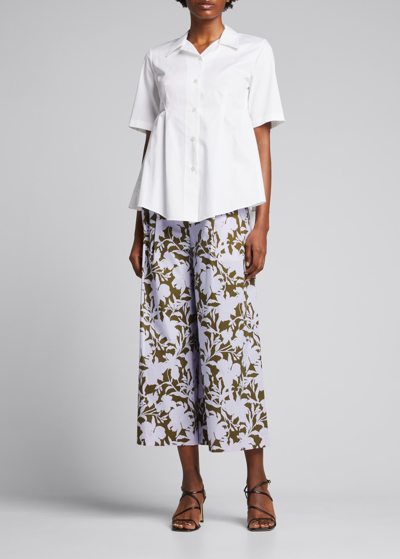 Shop Adam Lippes Side-gathered Poplin Top In White