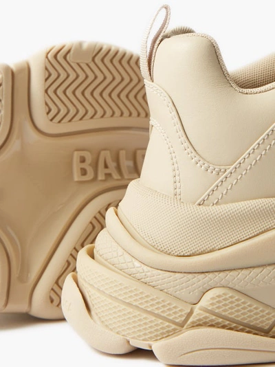 Balenciaga Triple S Leather Trainers In Beige | ModeSens