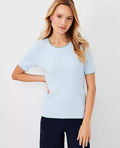 Shop Ann Taylor Cable Sweater Tee In Arctic Sky