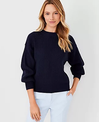 Shop Ann Taylor Textured Stitch Sweater In Night Sky