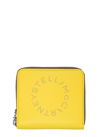 Shop Stella Mccartney Logo Perforated Zipped Wallet In Multi