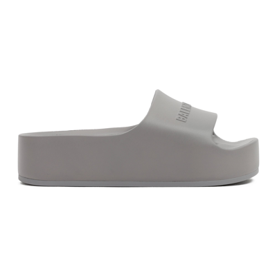 Shop Balenciaga Chunky Slide Sandals Shoes In Grey
