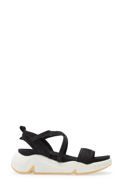 Shop Ecco Chunky Wedge Sandal In Black Nubuck Leather