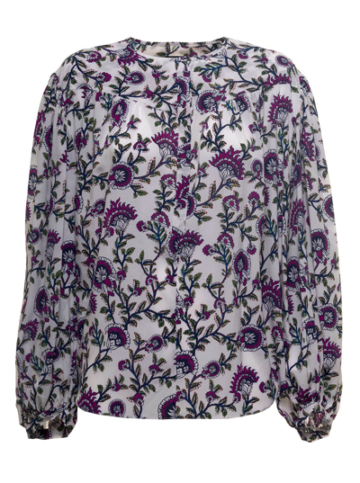 Shop Isabel Marant Brunille Floral Blouse Silk In Multicolor