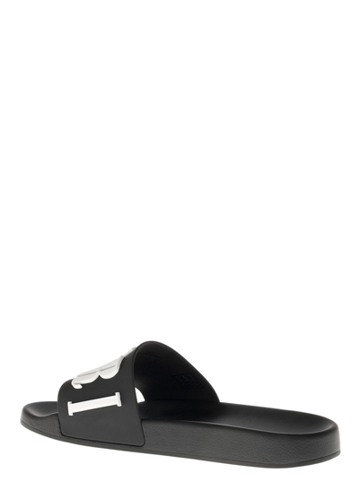 Shop Amiri Rubber Slide Sandals With Logo In Black