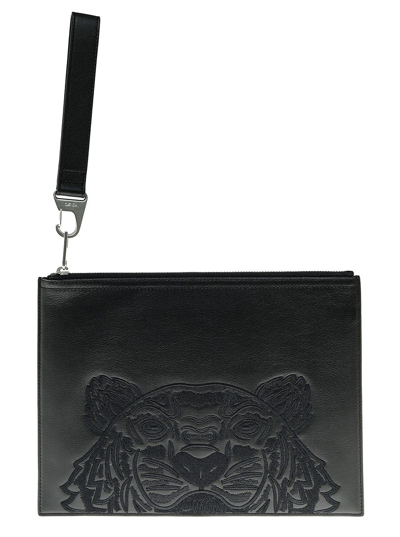 Shop Kenzo Tiger Black Leather Handbag