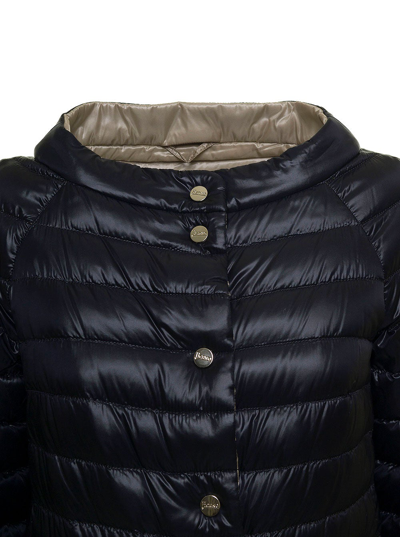 Shop Herno Black And Beige Nylon Reversible Down Jacket