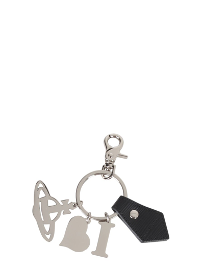 Shop Vivienne Westwood Polly I Love Orb Key Ring In Black