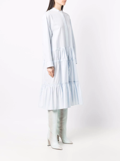 Marni Drawstring Poplin Midi Shirtdress In Blue