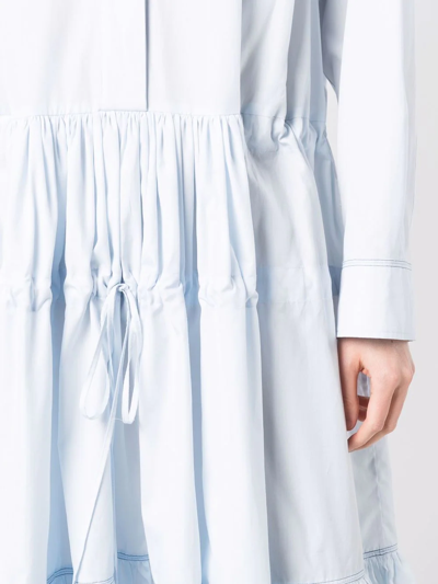Marni Drawstring Poplin Midi Shirtdress In Blue