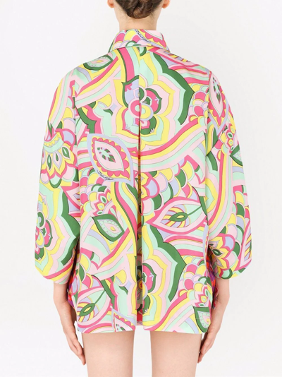 Dolce & Gabbana Abstract-print Silk Shirt In Blau