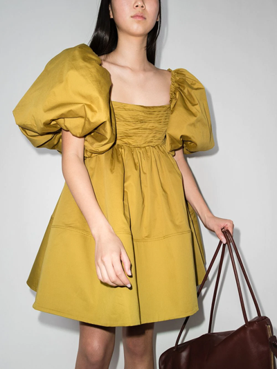 Shop Aje Casabianca Puff-sleeve Minidress In Grün