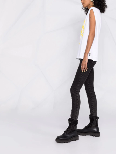 Shop Karl Lagerfeld Monogram-embroidered Skinny Jeans In Black