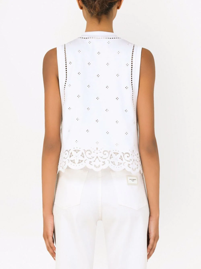 Shop Dolce & Gabbana Interlock Logo-embroidered Tank Top In Weiss