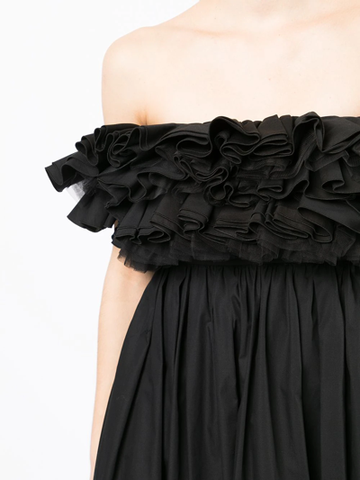 Shop Giambattista Valli Ruffled Off-shoulder Midi Dress In Black